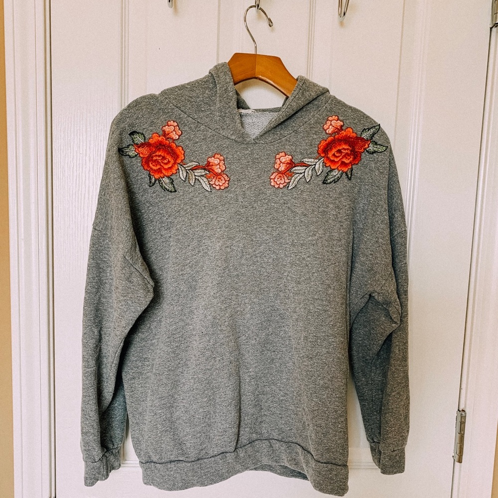Floral grey hoodie
